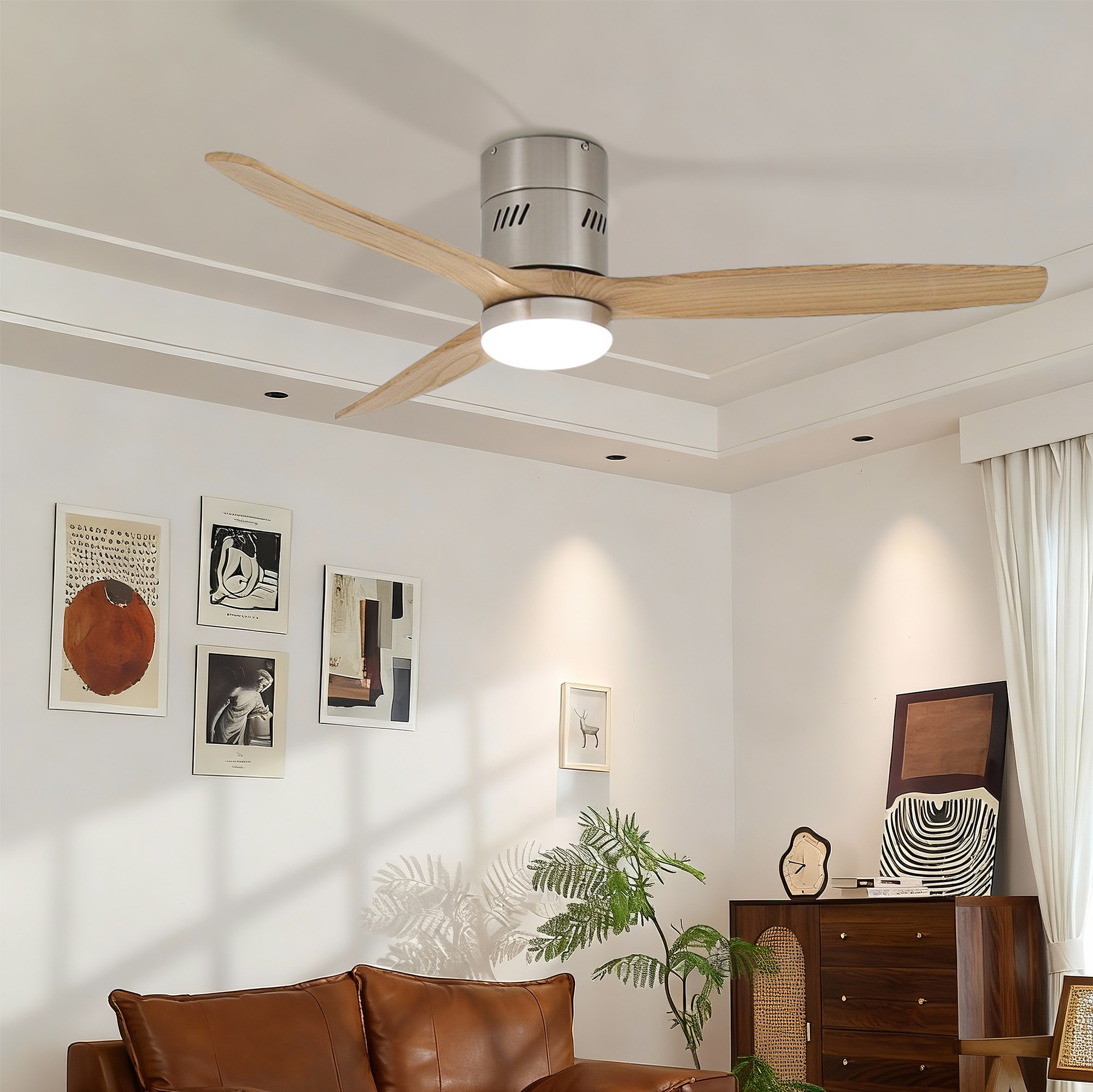 Flush Mount Standard Ceiling Fan with Integrated LED